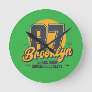 Brooklyn Badge Round Clock