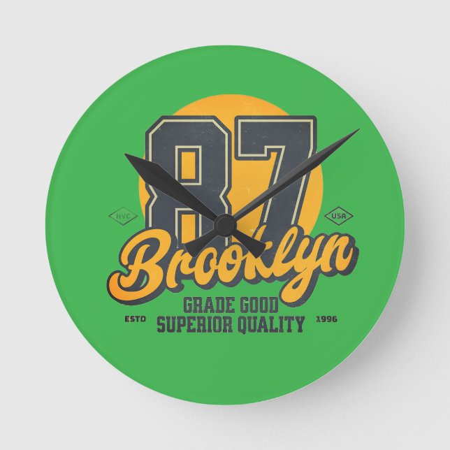 Brooklyn Badge Round Clock (Front)