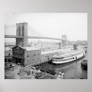 Brooklyn Bridge and Docks, 1905. Vintage Photo Poster