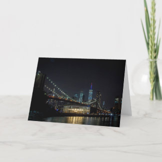 Brooklyn Bridge and Freedom Tower At Night Card