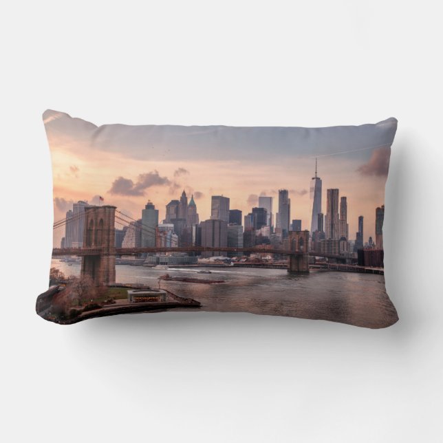Brooklyn Bridge and Lower Manhattan Lumbar Cushion (Front)