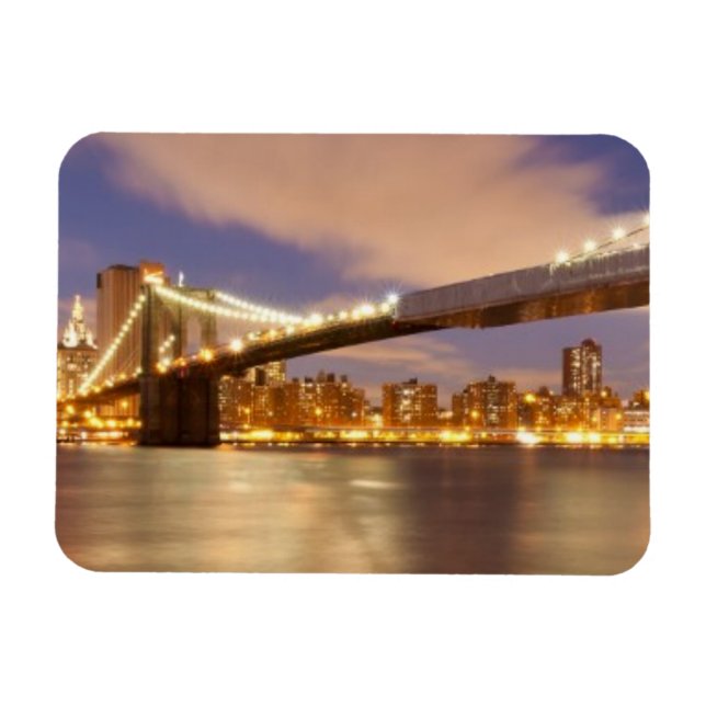 Brooklyn Bridge and Manhattan at Night. Magnet (Horizontal)