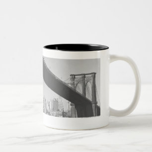 Brooklyn bridge and Manhattan skyline New York Two-Tone Coffee Mug