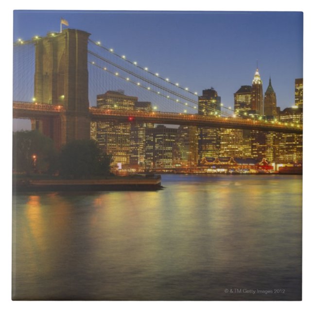 Brooklyn Bridge and New York City buildings Tile (Front)