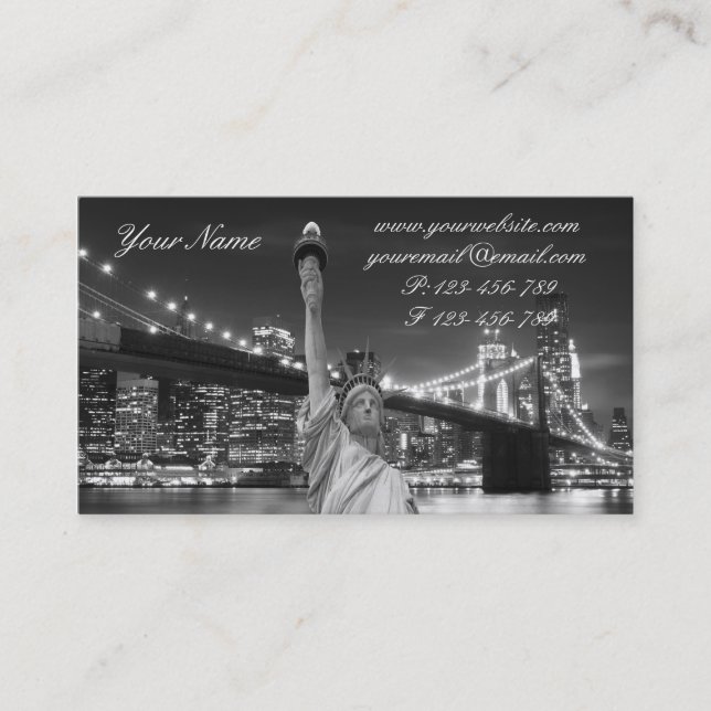 Brooklyn Bridge and The Statue of Liberty at Nigh Business Card (Front)