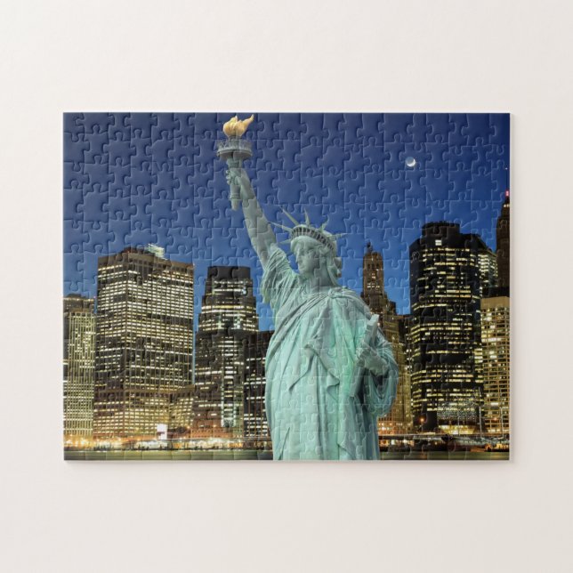 Brooklyn Bridge and The Statue of Liberty Jigsaw Puzzle (Horizontal)