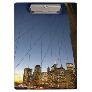 Brooklyn Bridge At Dusk With Manhattan Skyline Clipboard