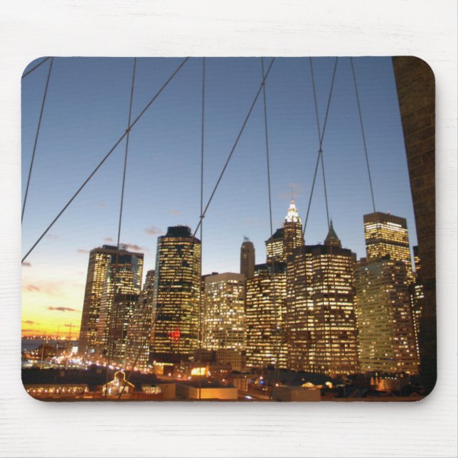 Brooklyn Bridge At Dusk With Manhattan Skyline Mouse Mat (Front)