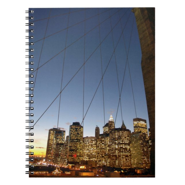 Brooklyn Bridge At Dusk With Manhattan Skyline Notebook (Front)