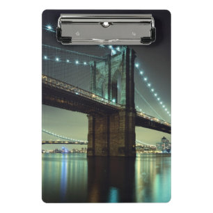 Brooklyn Bridge at night Manhattan Bridge Mini Clipboard