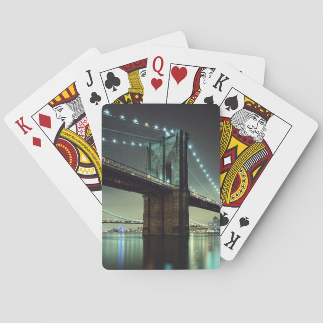Brooklyn Bridge at night  Manhattan Bridge Playing Cards (Back)