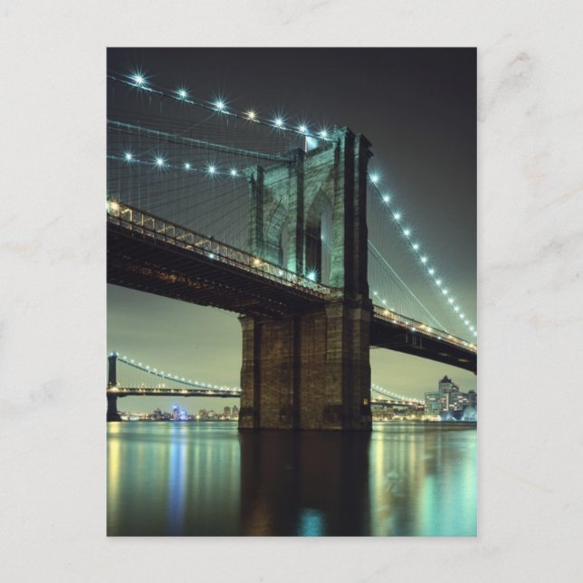 Brooklyn Bridge at night  Manhattan Bridge Postcard (Front)
