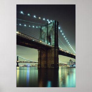 Brooklyn Bridge at night  Manhattan Bridge Poster