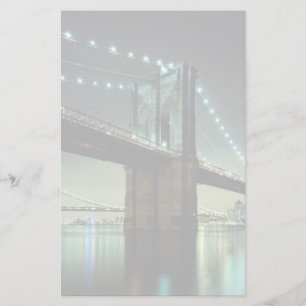 Brooklyn Bridge at night  Manhattan Bridge Stationery