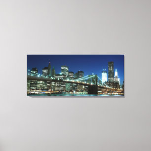 Brooklyn Bridge At Night, New York City Canvas Print