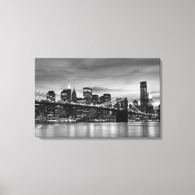 Brooklyn Bridge At Night, New York City Canvas Print (Front)