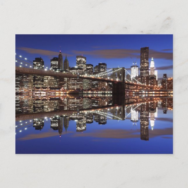 Brooklyn Bridge At Night, New York City Postcard (Front)