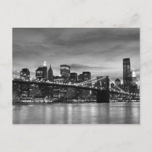 Brooklyn Bridge at Night, New York City Postcard