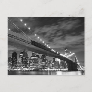 Brooklyn Bridge at Night, New York City Postcard