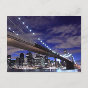 Brooklyn Bridge at Night, New York City Postcard