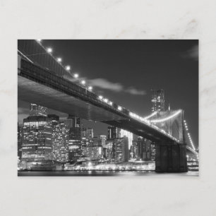 Brooklyn Bridge at Night, New York City Postcard