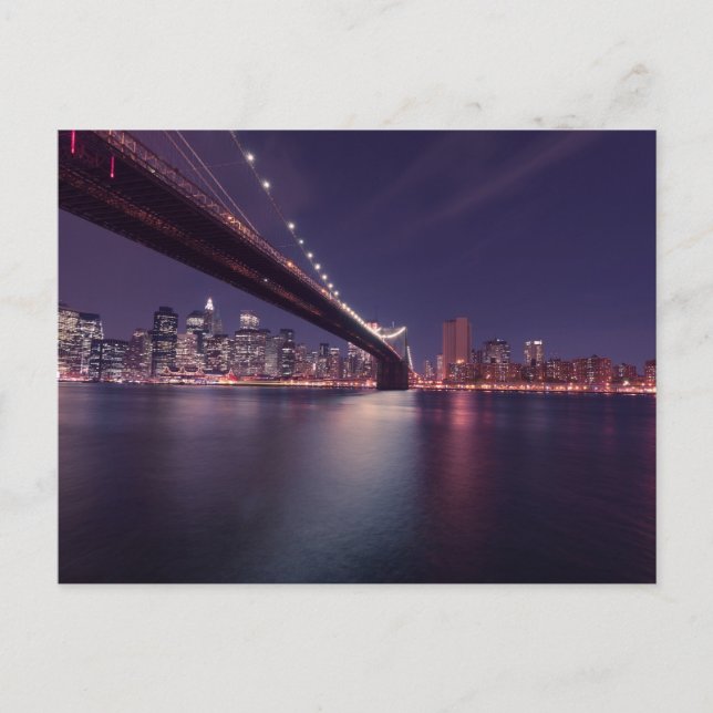 Brooklyn Bridge at Night - NYC Skyline Postcard (Front)