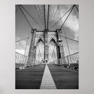 Brooklyn Bridge Black and White Architectural Poster