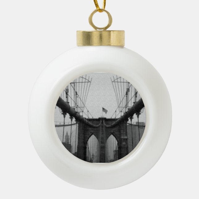 Brooklyn Bridge black and white Ornament Christmas (Front)