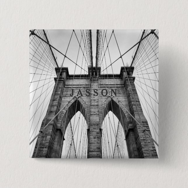 Brooklyn Bridge Black & White Photo 15 Cm Square Badge (Front)