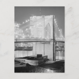 Brooklyn Bridge Black & White Postcard