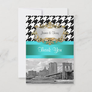 Brooklyn Bridge Blk Wht Houndstooth 2 Thank You Card