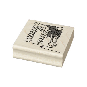 Brooklyn Bridge Bow NYC Christmas New York City Rubber Stamp