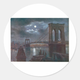 Brooklyn Bridge by Moonlight Classic Round Sticker
