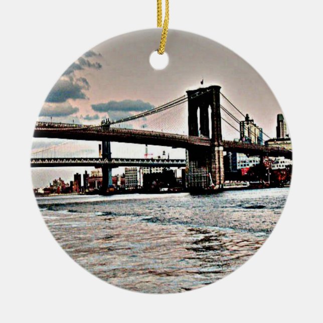 Brooklyn Bridge Ceramic Tree Decoration (Front)