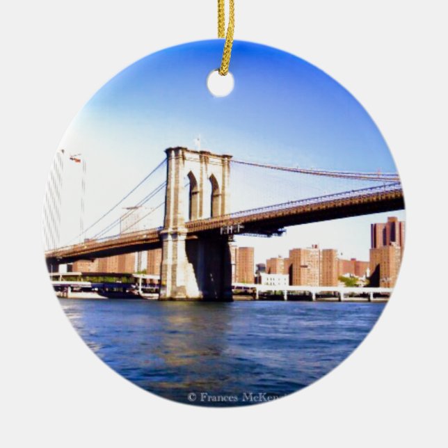 Brooklyn Bridge Ceramic Tree Decoration (Front)