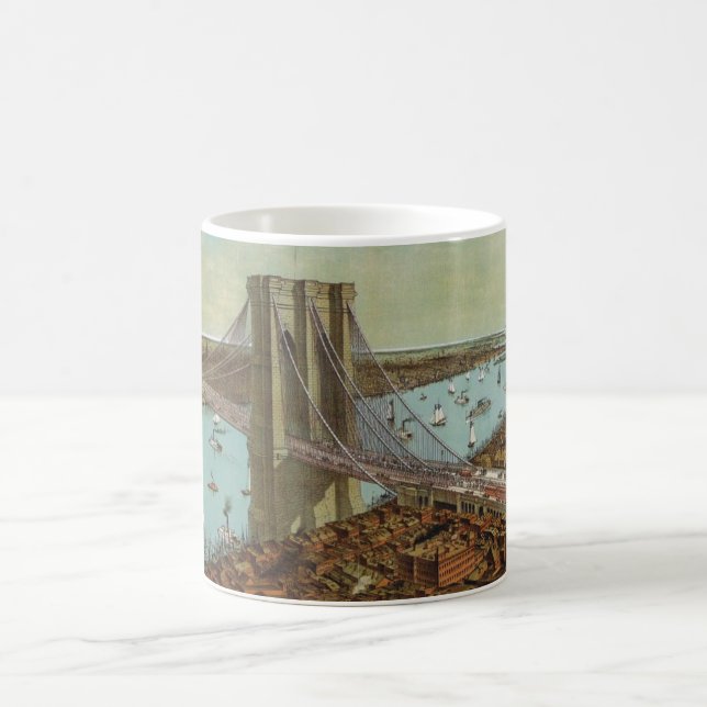 Brooklyn Bridge Colour Postcard Coffee Mug (Center)