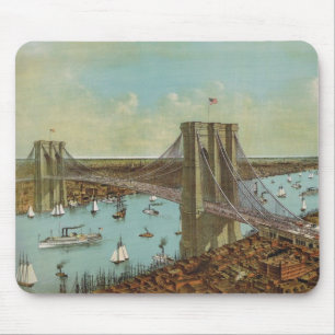 Brooklyn Bridge Colour Postcard Mouse Mat