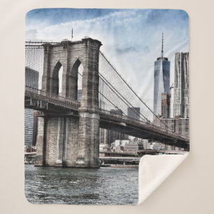 BROOKLYN BRIDGE DURING DAYTIME SHERPA BLANKET