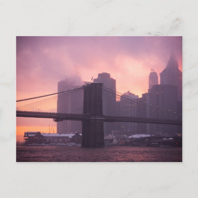Brooklyn Bridge During Snowstorm Postcard (Front)