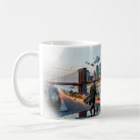 Brooklyn Bridge Dusk Lone Walker City Mug