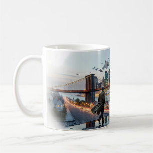 Brooklyn Bridge Dusk Lone Walker City Mug