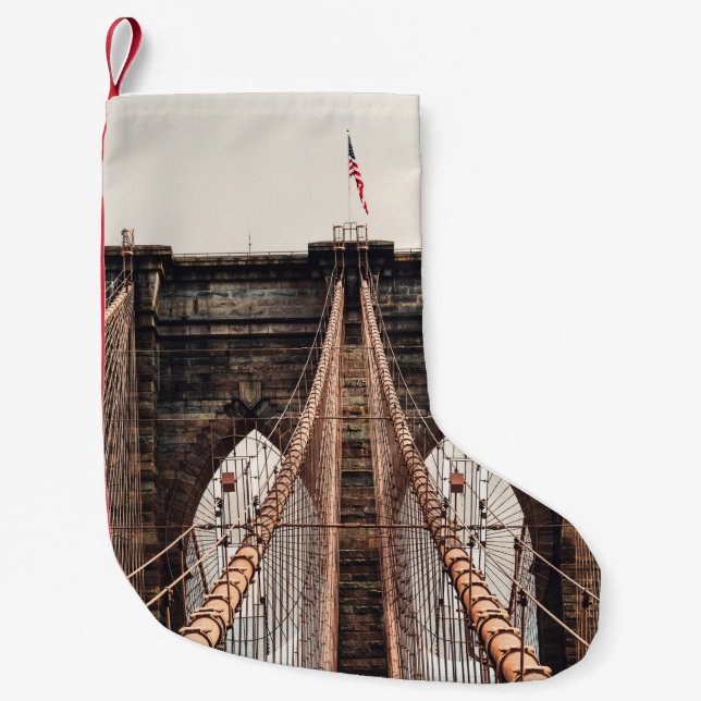 Brooklyn Bridge in New Yorkabstract, america, amer Small Christmas Stocking (Front)