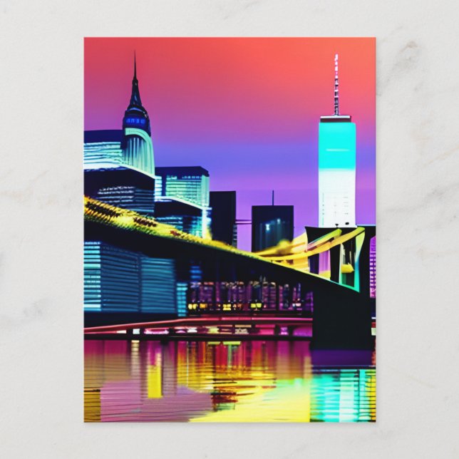 Brooklyn Bridge in the Evening / at Night Postcard (Front)