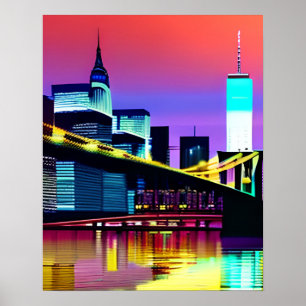 Brooklyn Bridge in the Evening / at Night  Poster