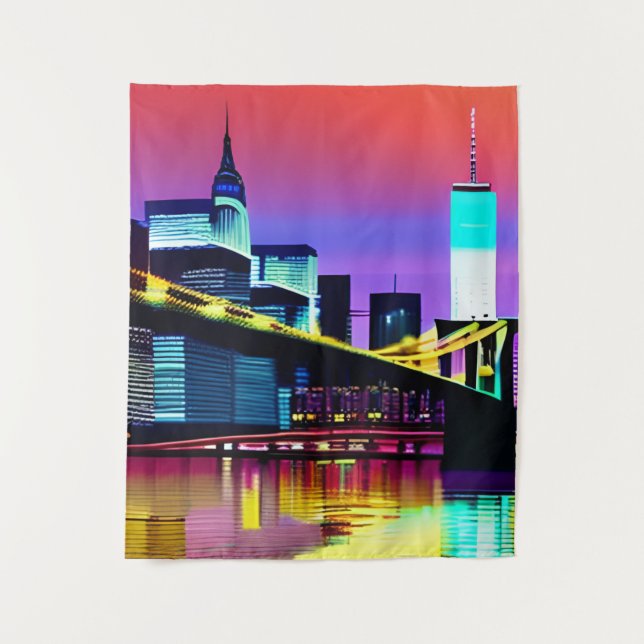 Brooklyn Bridge in the Evening / at Night  Tapestry (Front)