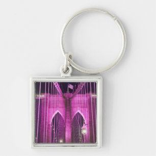 Brooklyn Bridge Lit Purple Key Ring