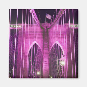 Brooklyn Bridge Lit Purple Magnet