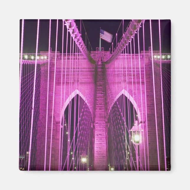 Brooklyn Bridge Lit Purple Magnet (Front)