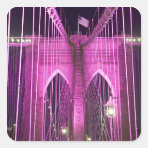 Brooklyn Bridge Lit Purple Square Sticker