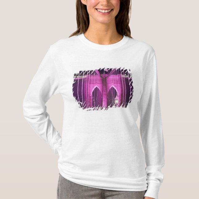 Brooklyn Bridge Lit Purple T-Shirt (Front)